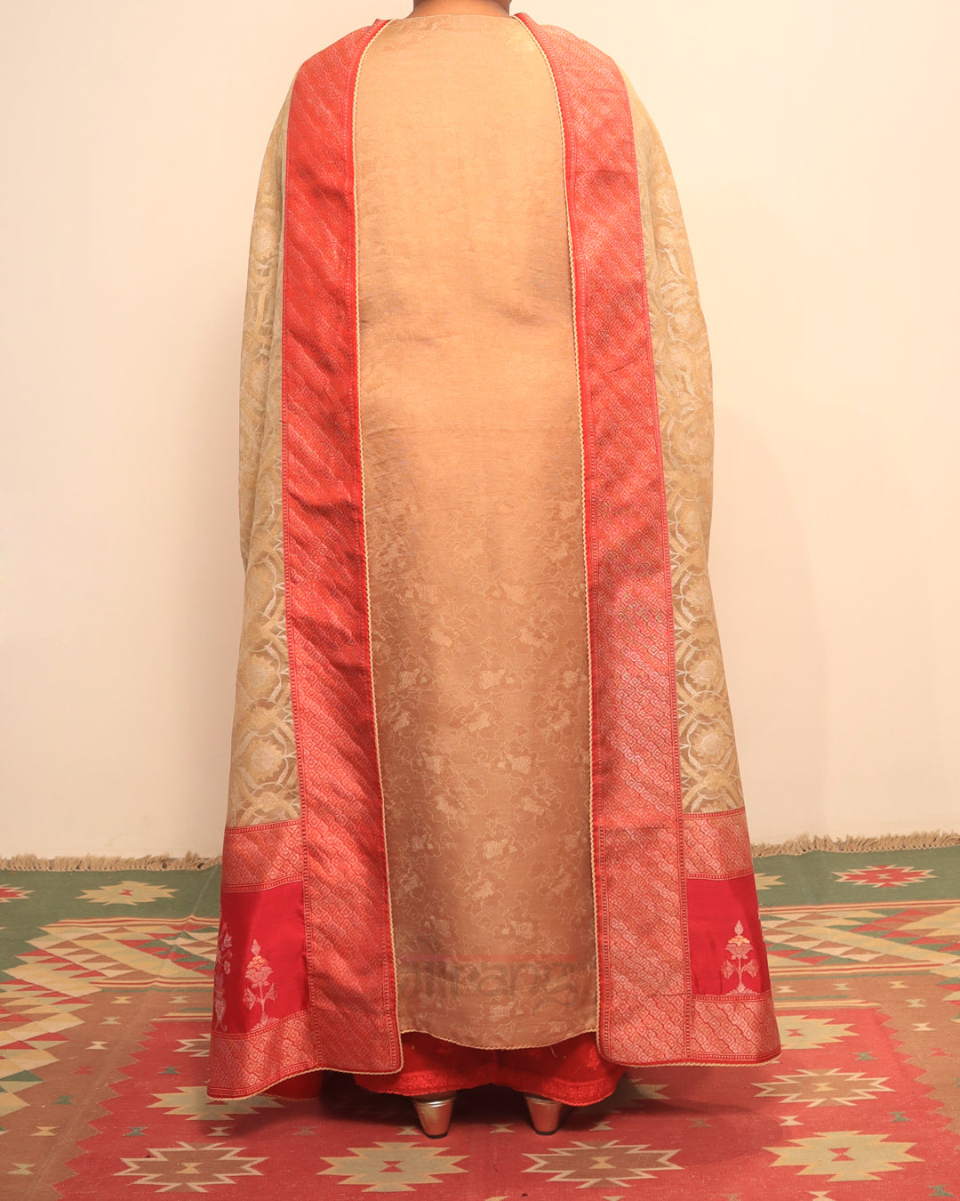 Beige Jamdani Kurta Set