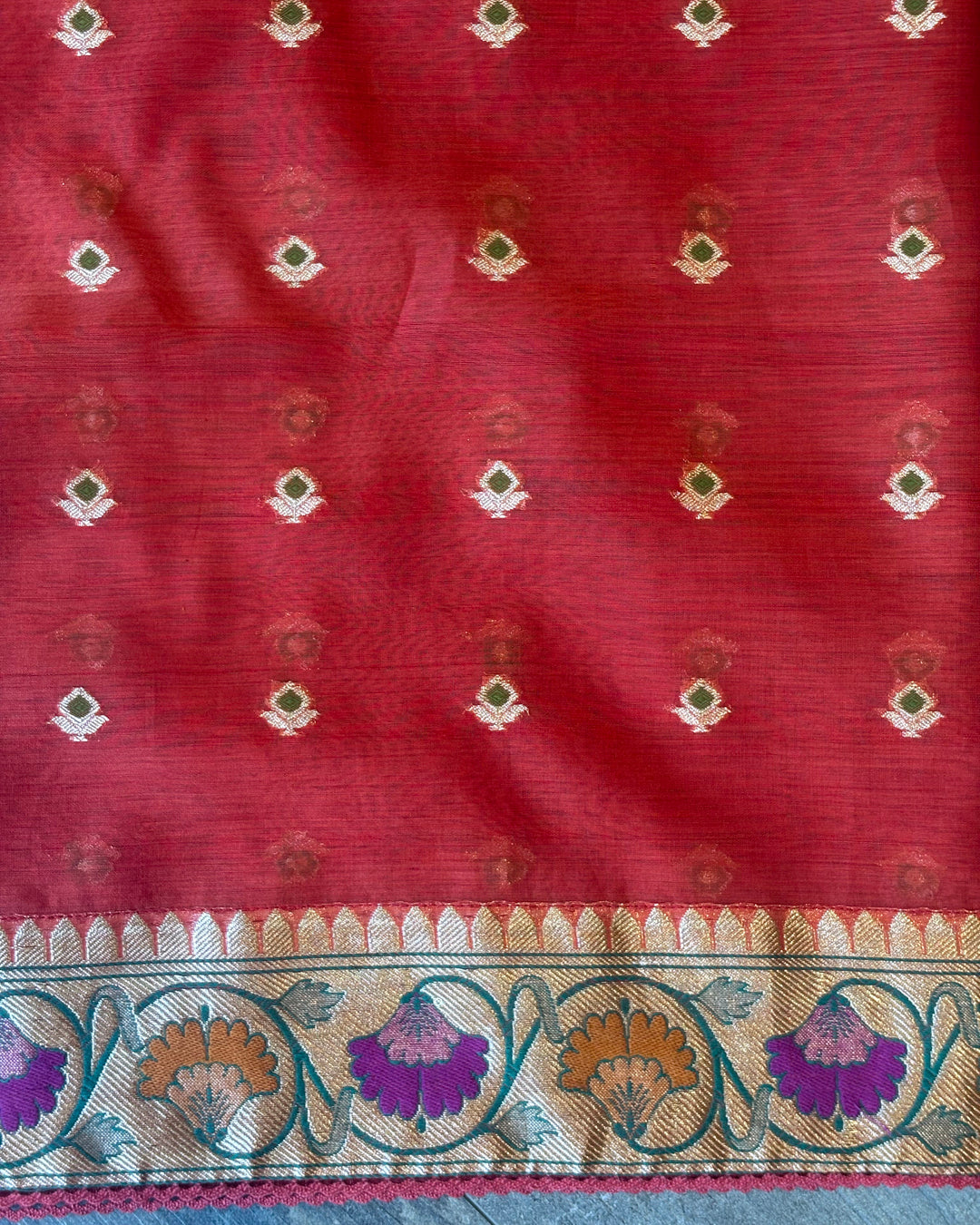 Orange Fine Khadi Lehenga
