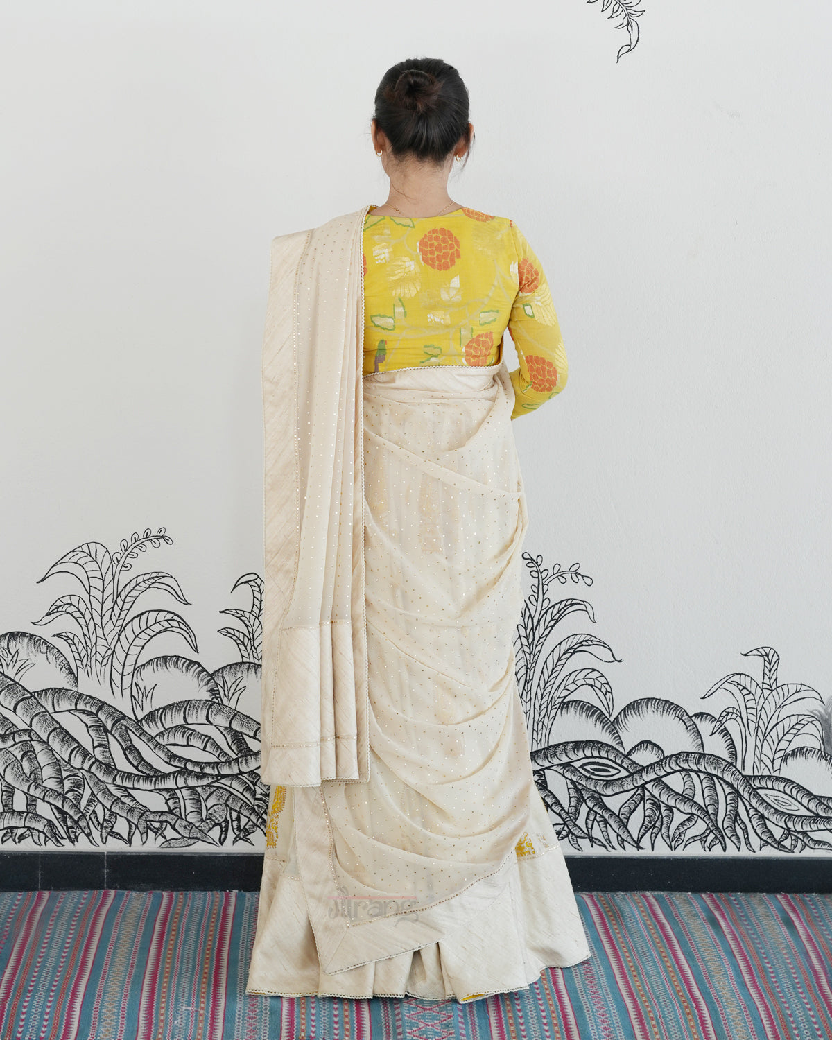 Off White Handwoven Chanderi Silk Lehenga