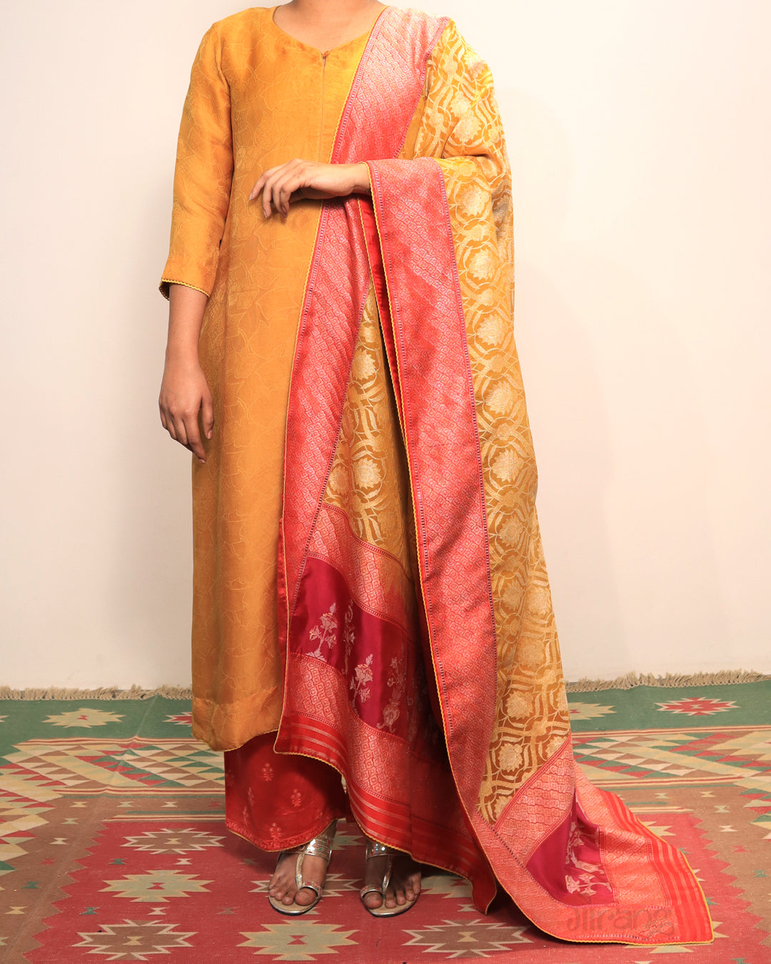 Yellow Jamdani Kurta Set