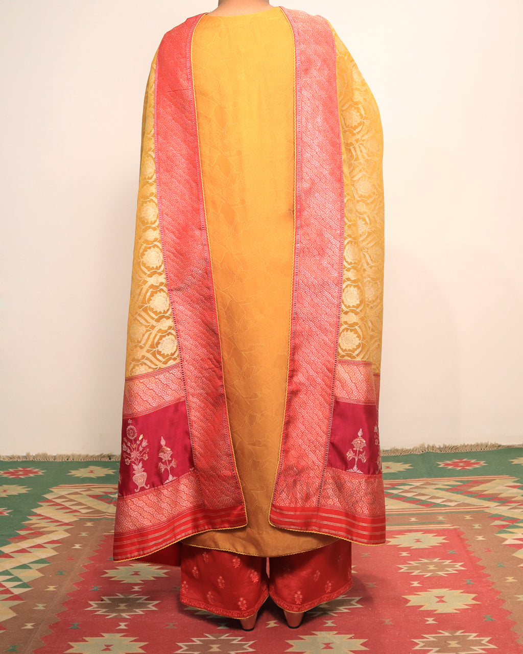 Yellow Jamdani Kurta Set