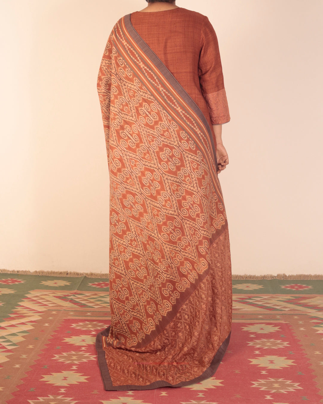 Brown Ikkat Kurta Set