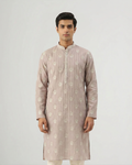 Mauve Handwoven Chanderi Cotton Embroidered Kurta
