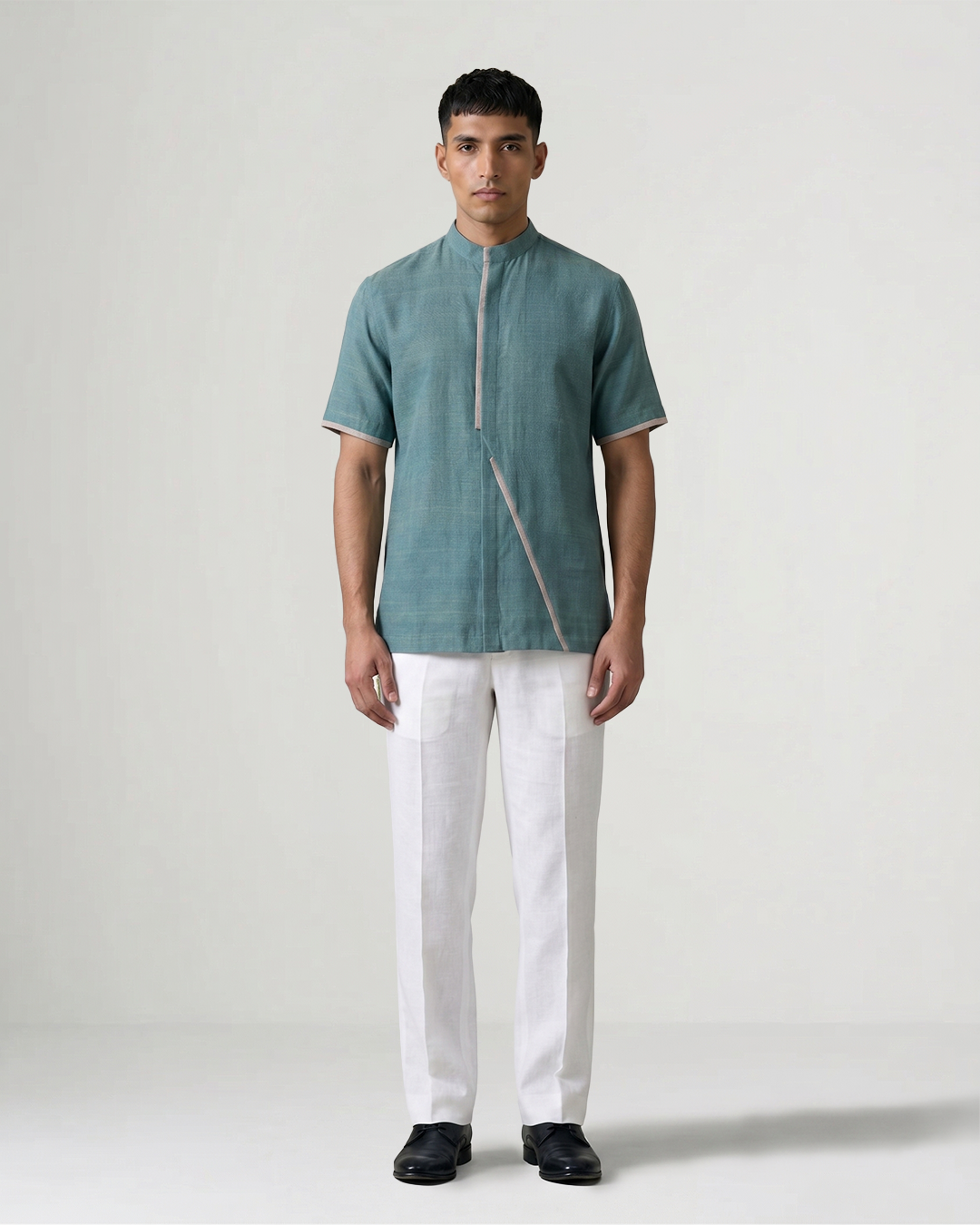 Dark Turquoise Handwoven Khadi Shirt