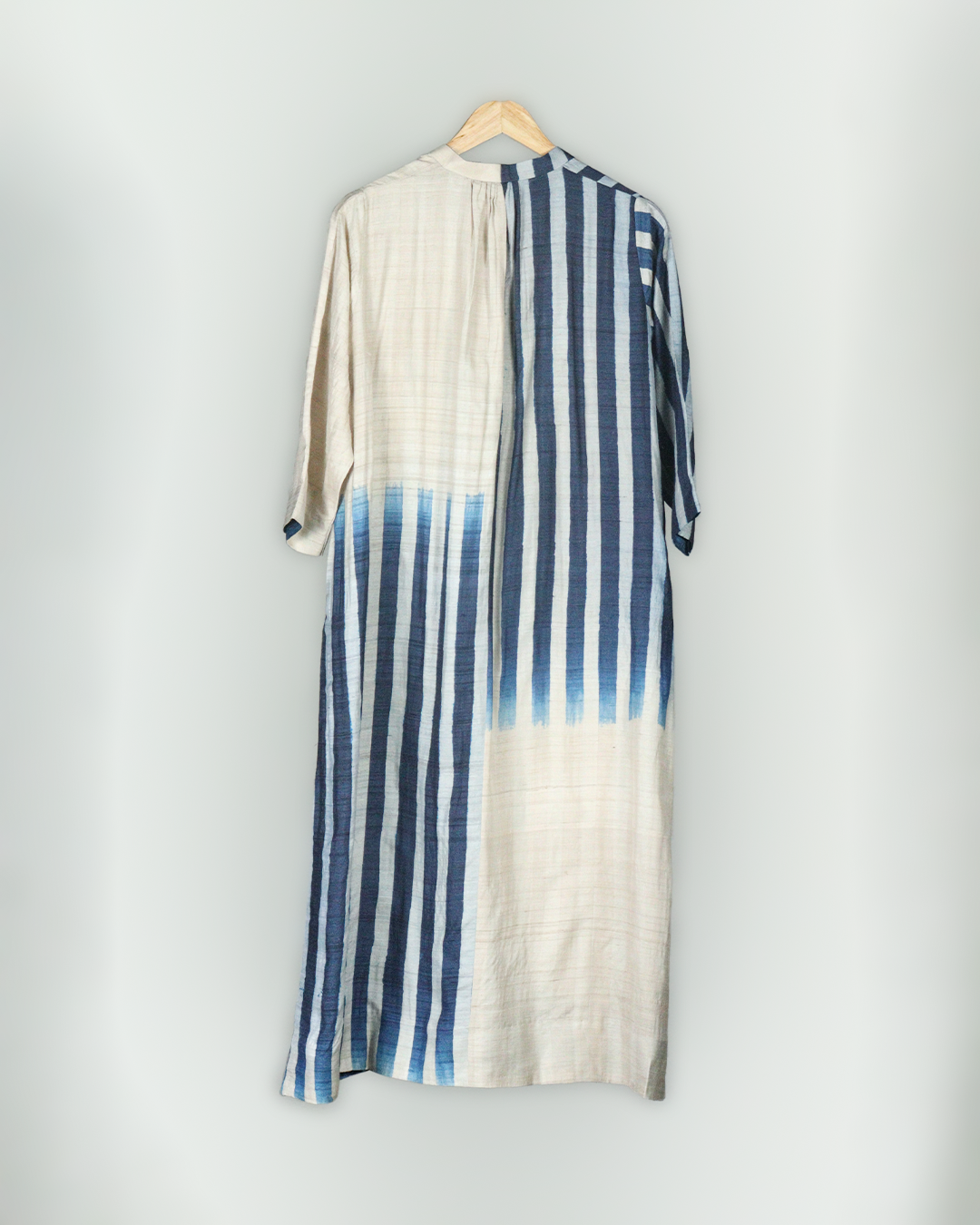 Beige Hand Block Printed Tussar Silk Kurta Set