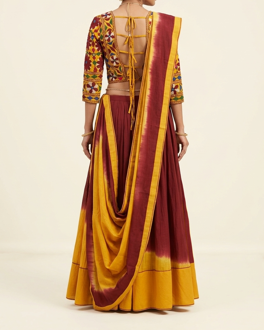 Handwoven Khadi Double Shade Lehenga