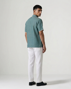 Dark Turquoise Handwoven Khadi Shirt