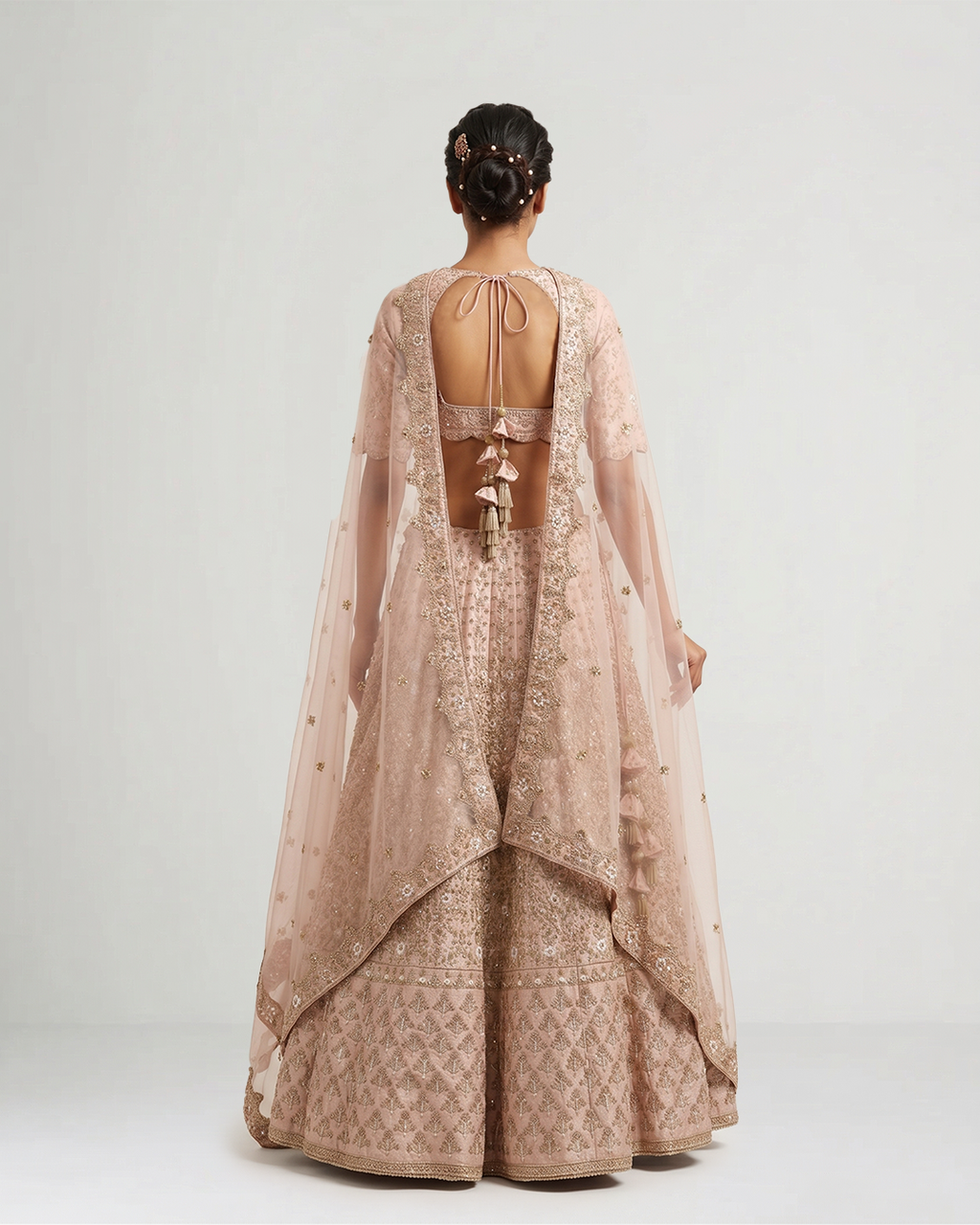 Pink Zari Bagh Hand Embroidered Lehenga