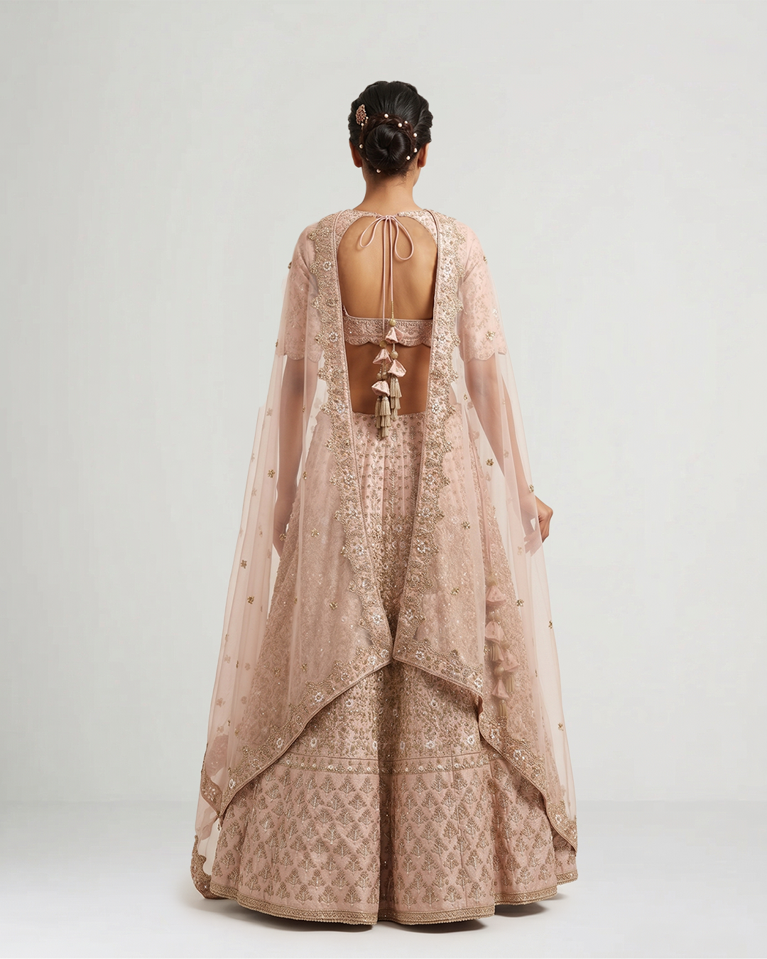 Pink Zari Bagh Hand Embroidered Lehenga