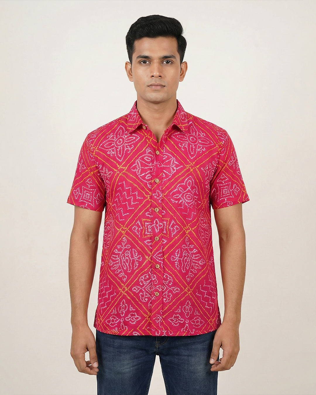 Pink Handcrafted Bandhani Shirt