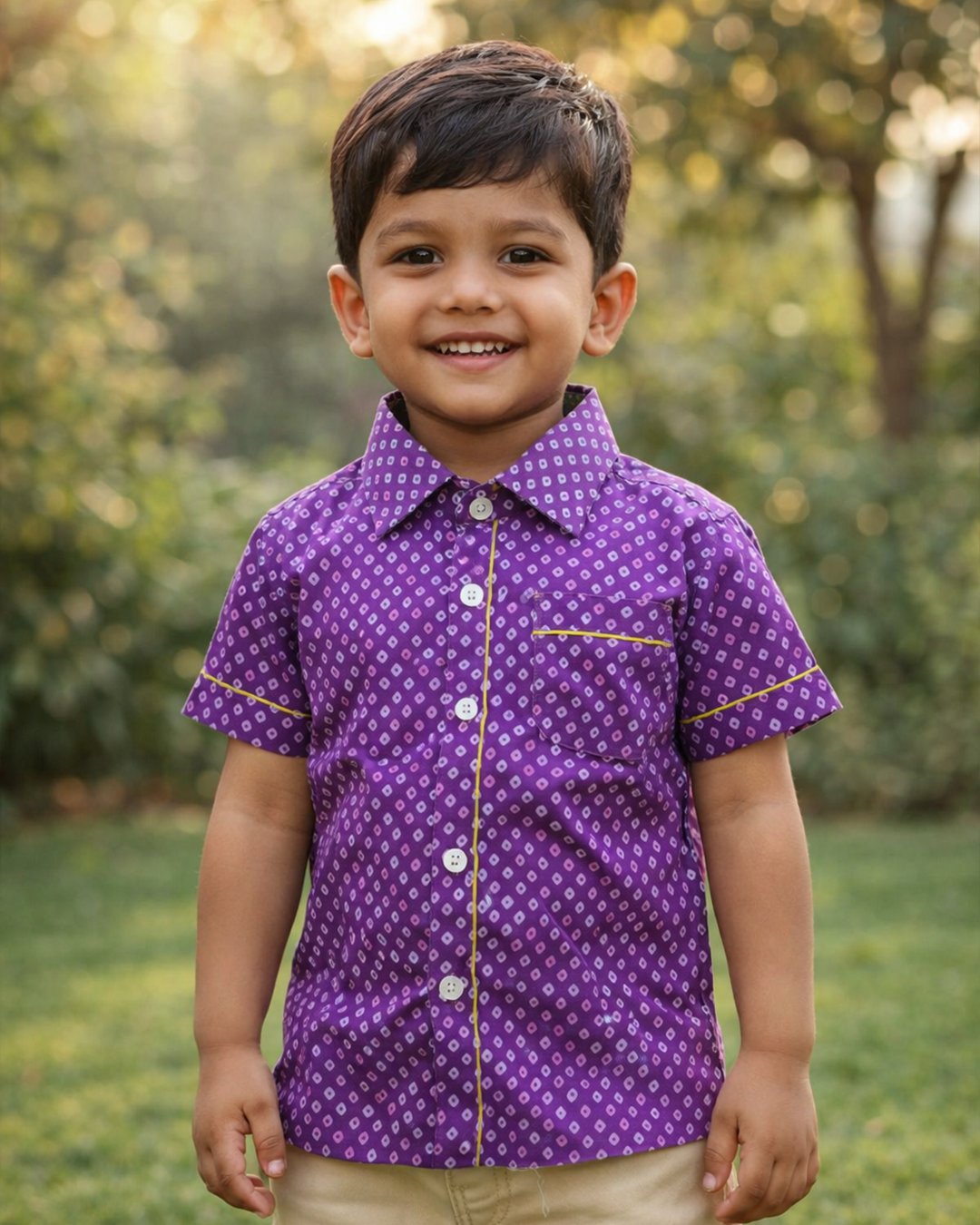 Purple Bandhani Printed Shirt