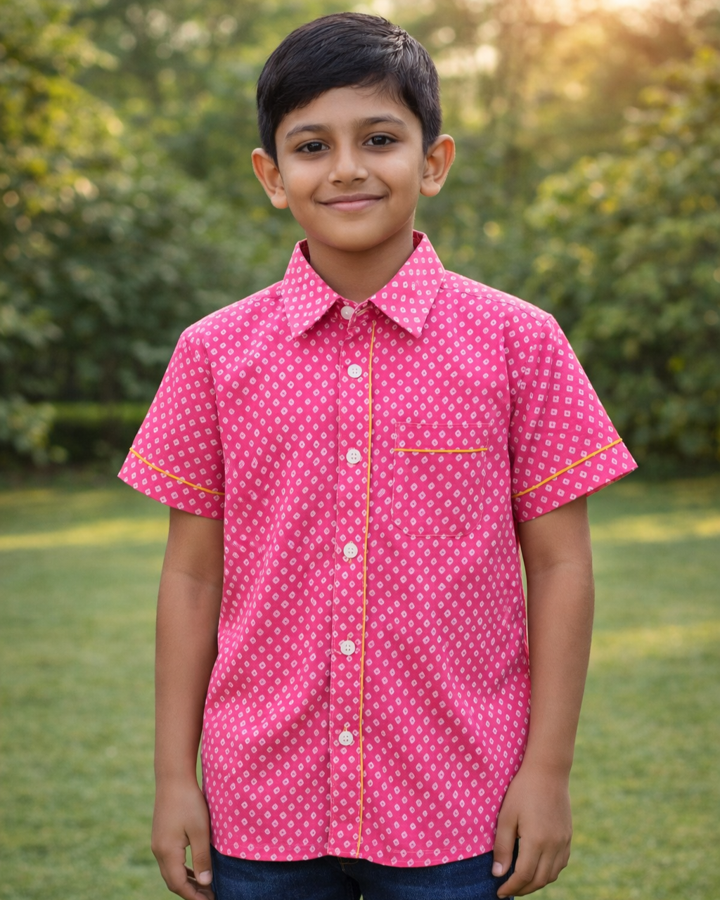Pink Bandhani Printed Shirt