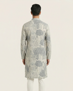 Off White Handwoven Chanderi Cotton Printed Kurta