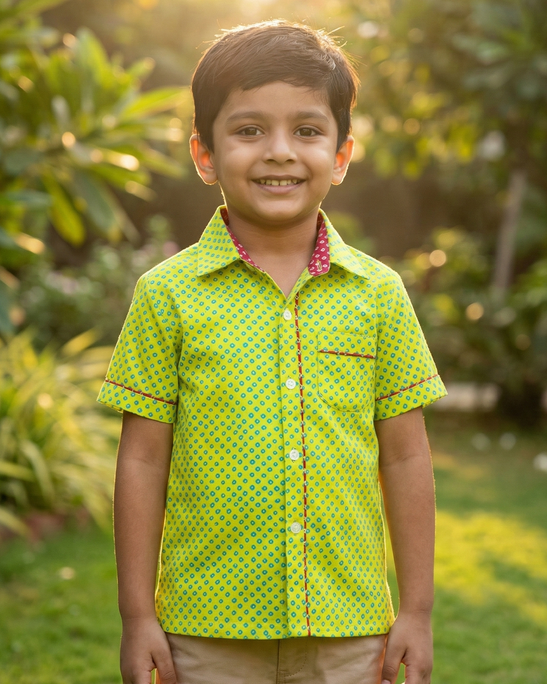 Green Bandhani Printed Shirt