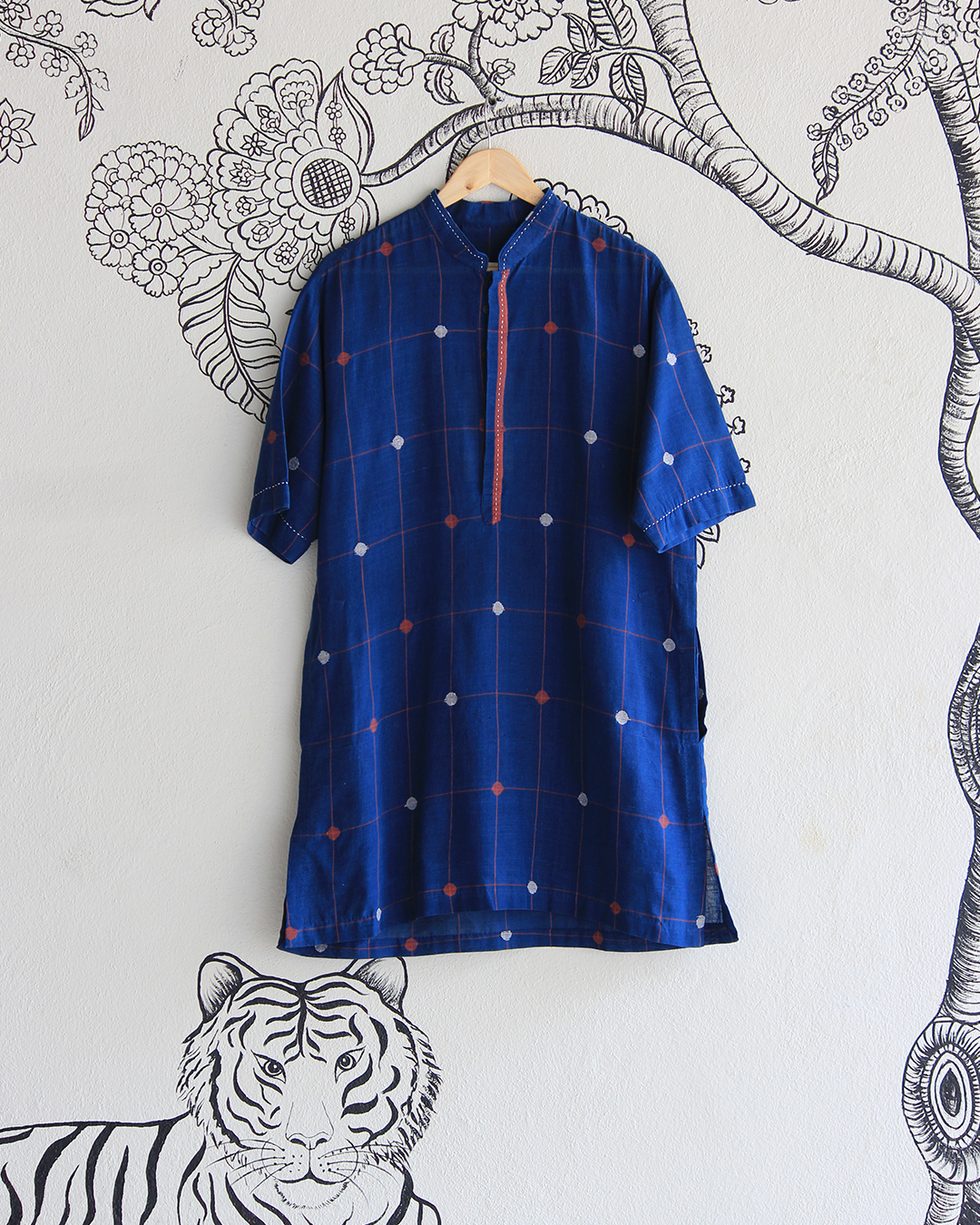 Indigo Handwoven Khadi Short Kurta