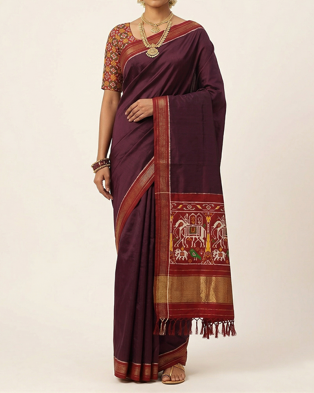Brown Handwoven Kanjeevaram Twill Silk Saree