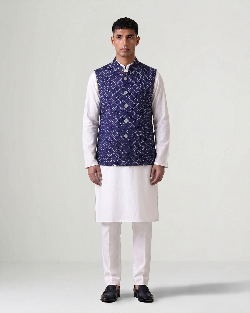 Blue Handwoven Pattu Silk Bandhani Bandi