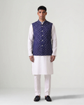 Blue Handwoven Pattu Silk Bandhani Bandi