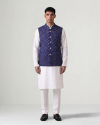Blue Handwoven Pattu Silk Bandhani Bandi
