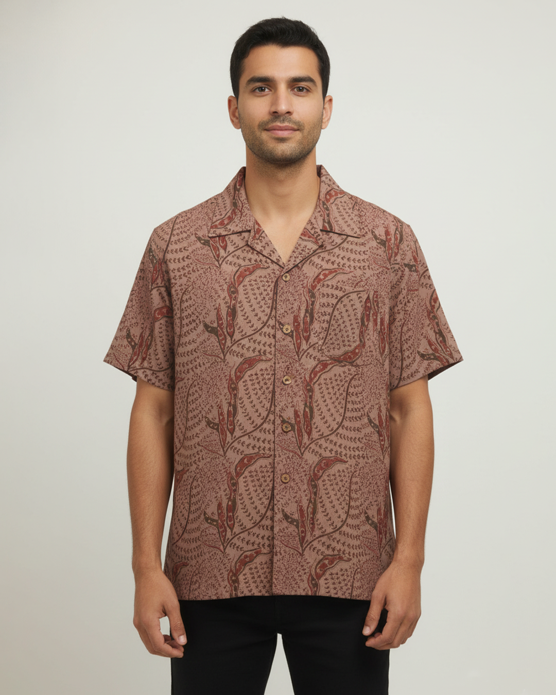 Peach Handwoven Kalamkari Khadi Shirt