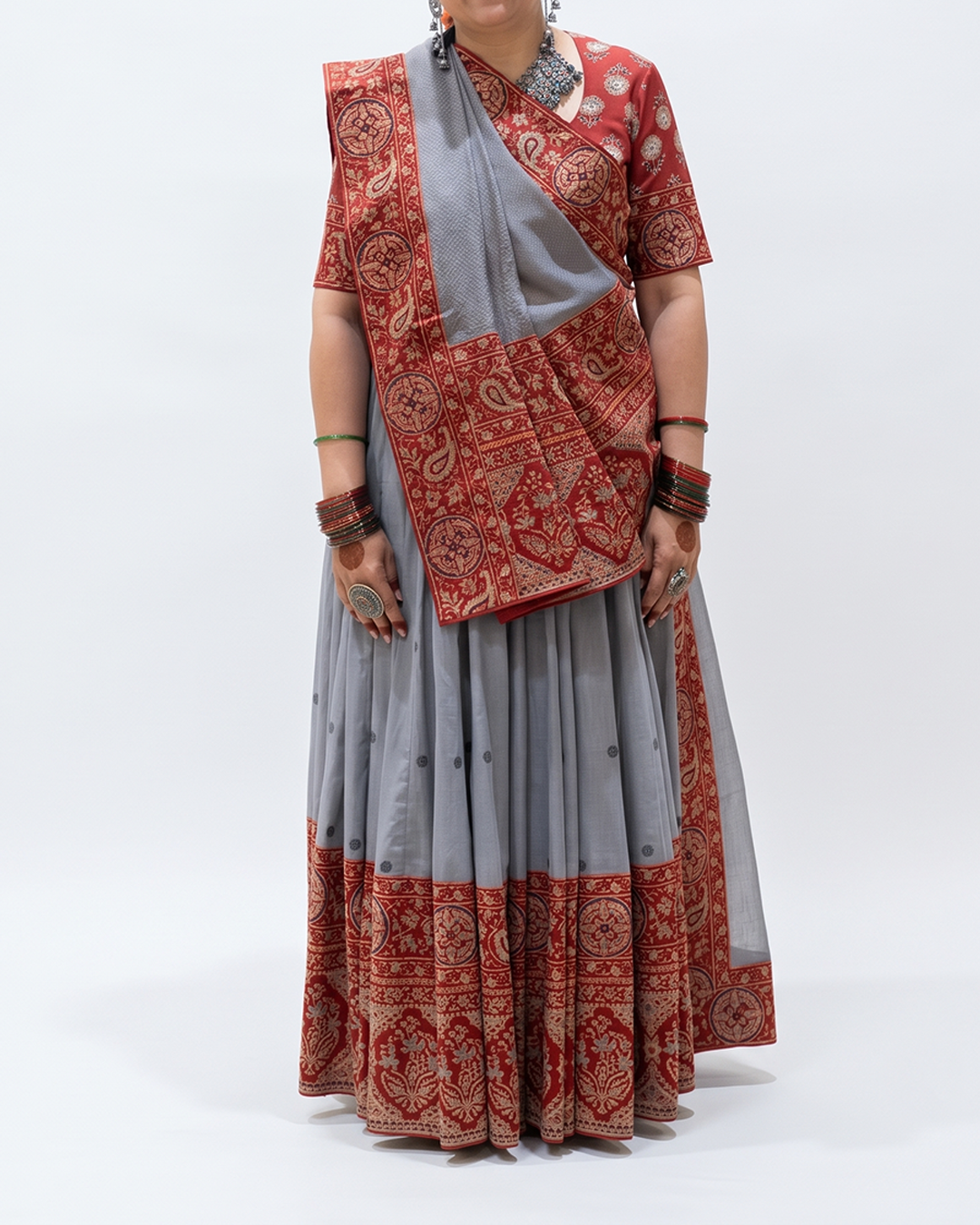 Handwoven Khadi Ajrakh Lehenga