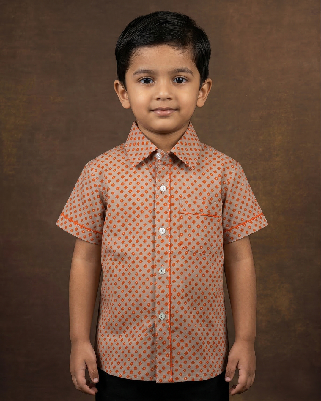 Peach Bandhani Printed Shirt