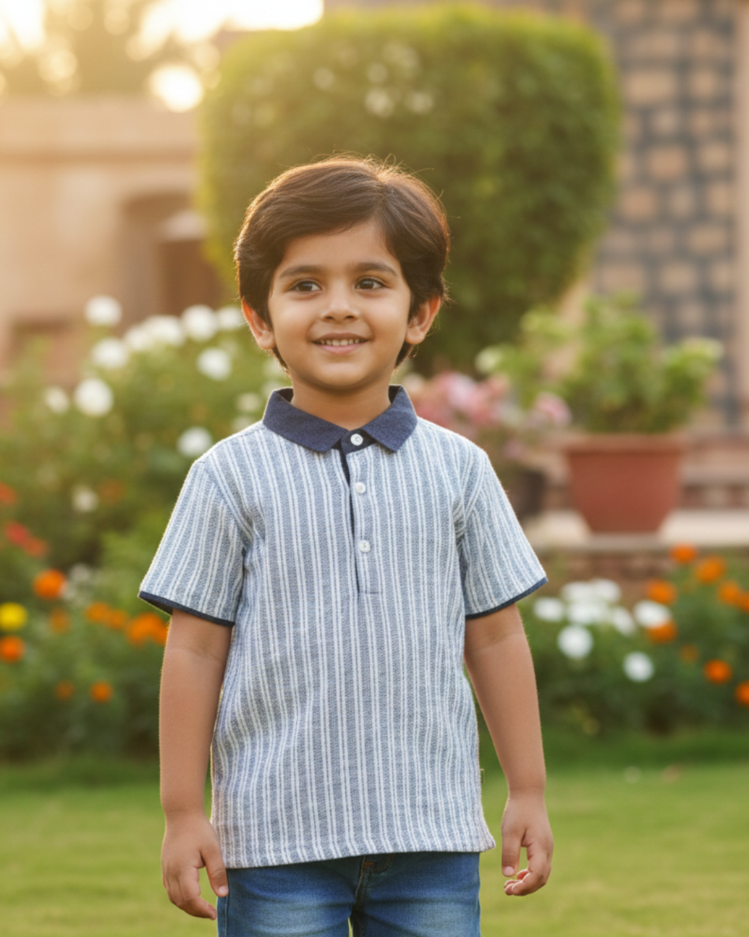 Half Sleeve Shirt With Contrast Collar