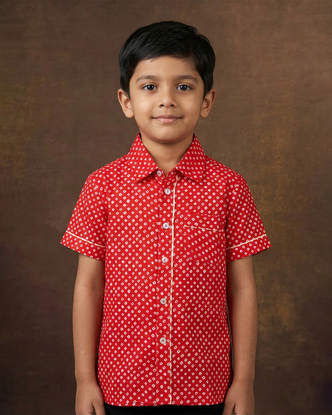 Red Bandhani Printed Shirt