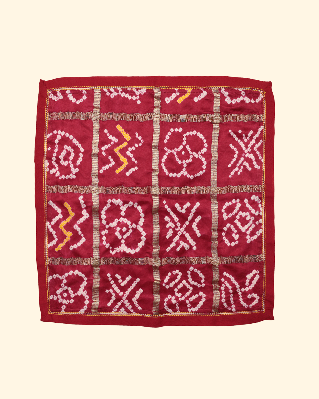 Maroon Handwoven Bandhani Silk Pocket Square