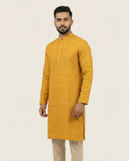 Mustard Handwoven Matka Silk Kurta
