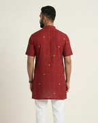 Red Handwoven Khadi Short Kurta