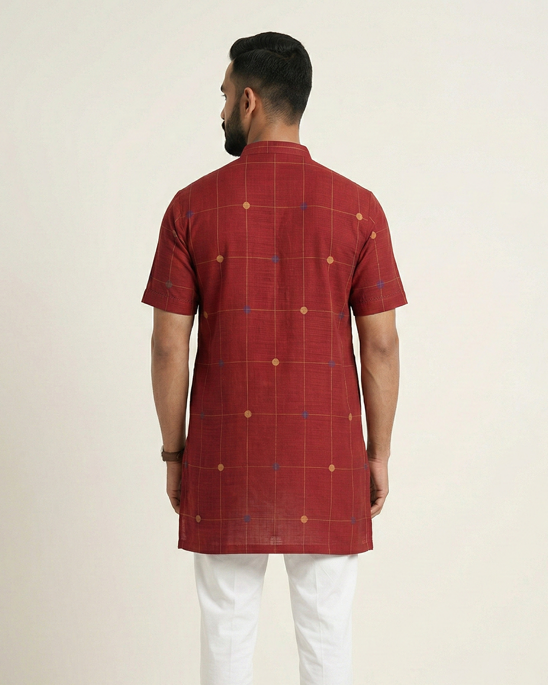 Red Handwoven Khadi Short Kurta
