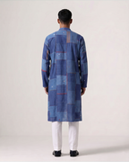 Blue Handwoven Cotton Patchwork Kurta