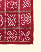 Maroon Handwoven Bandhani Silk Pocket Square