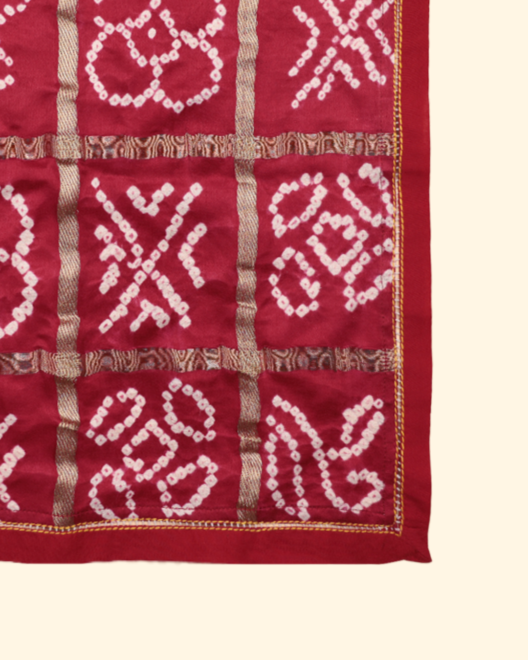 Maroon Handwoven Bandhani Silk Pocket Square