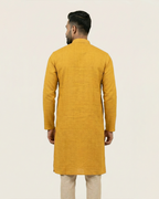 Mustard Handwoven Matka Silk Kurta