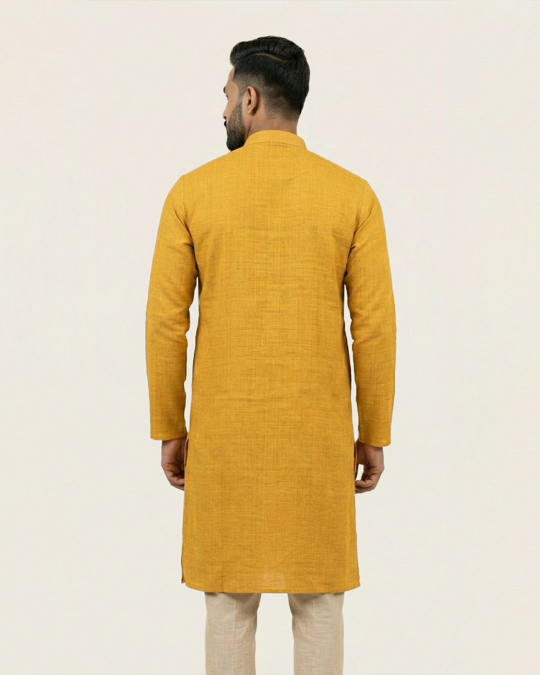 Mustard Handwoven Matka Silk Kurta