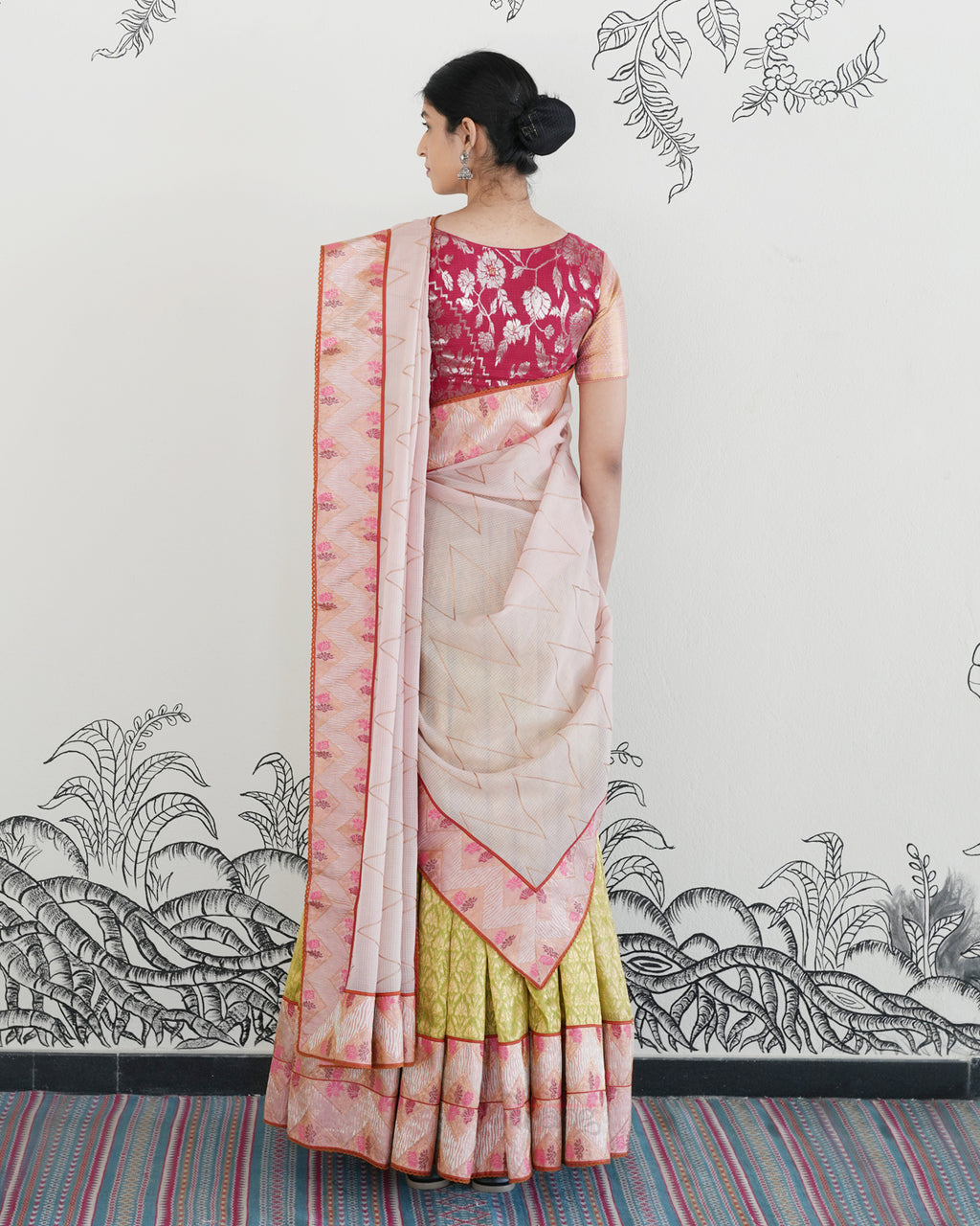 Green Handwoven Kota Jamdani Lehenga