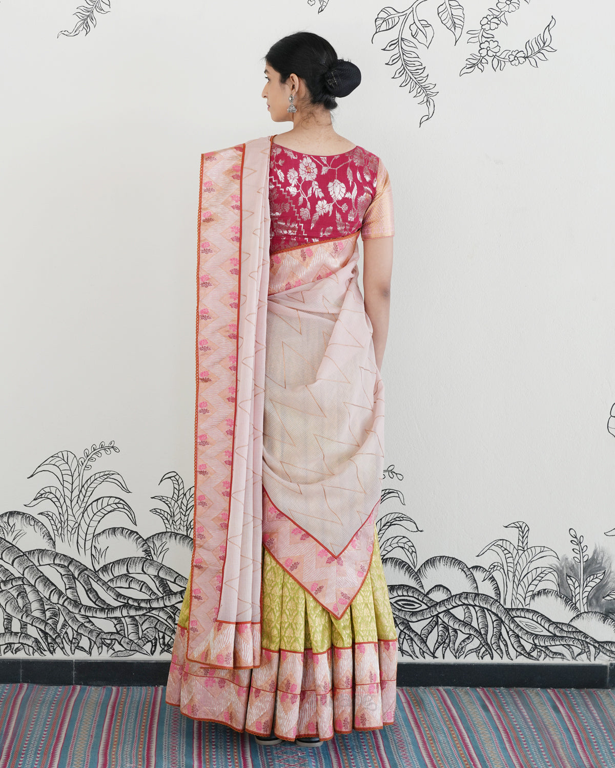 Green Handwoven Kota Jamdani Lehenga