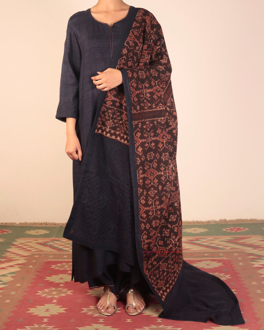 Blue Ikkat Kurta Set