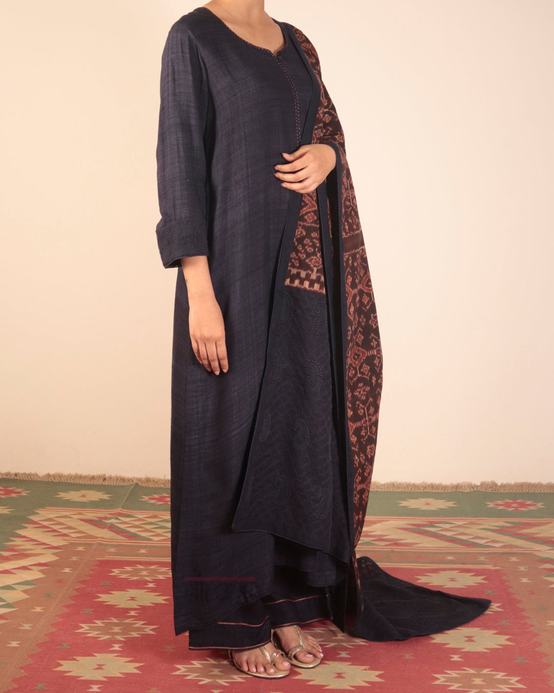 Blue Ikkat Kurta Set