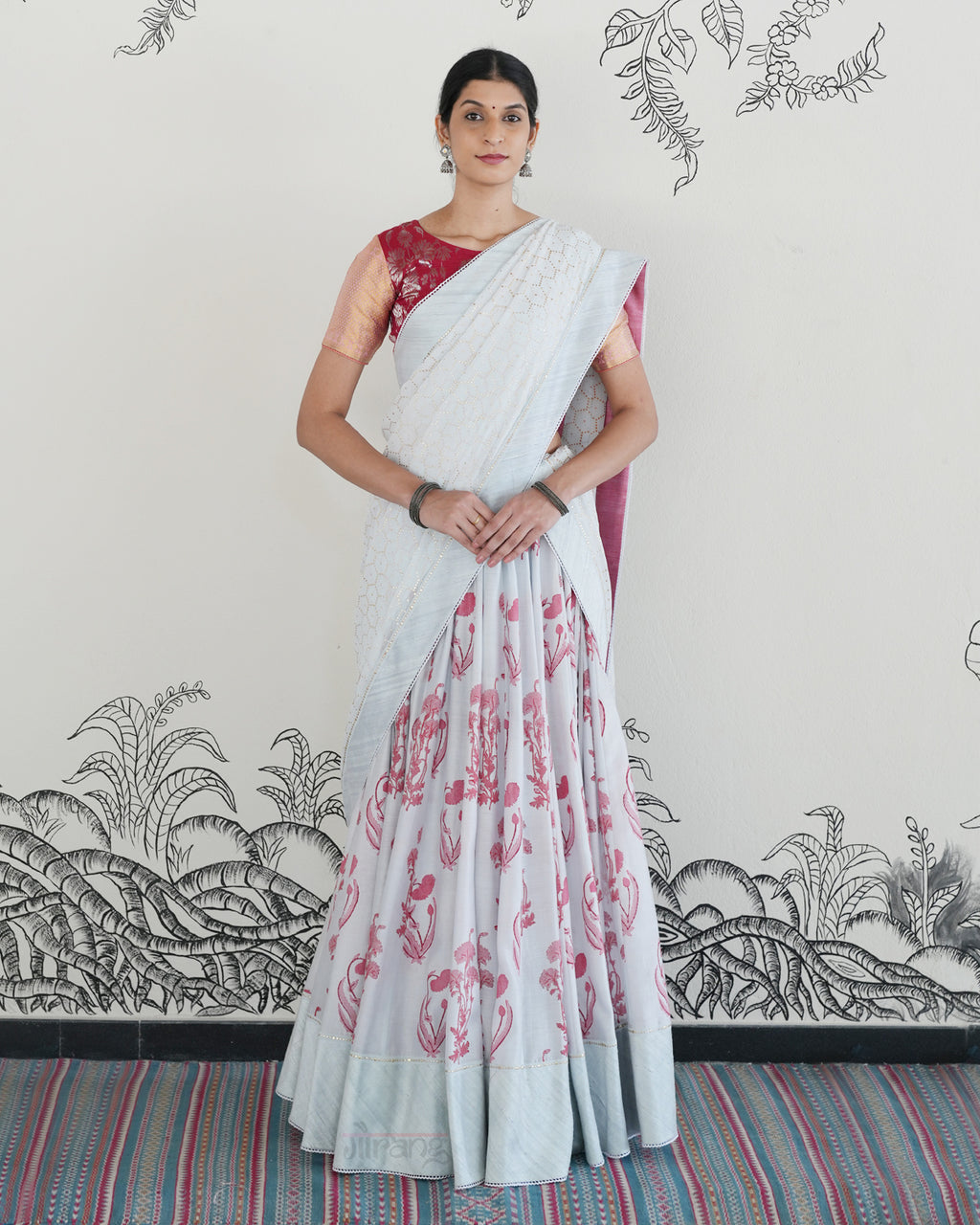 Blue Handwoven Chanderi Silk Lehenga