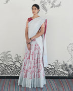 Blue Handwoven Chanderi Silk Lehenga