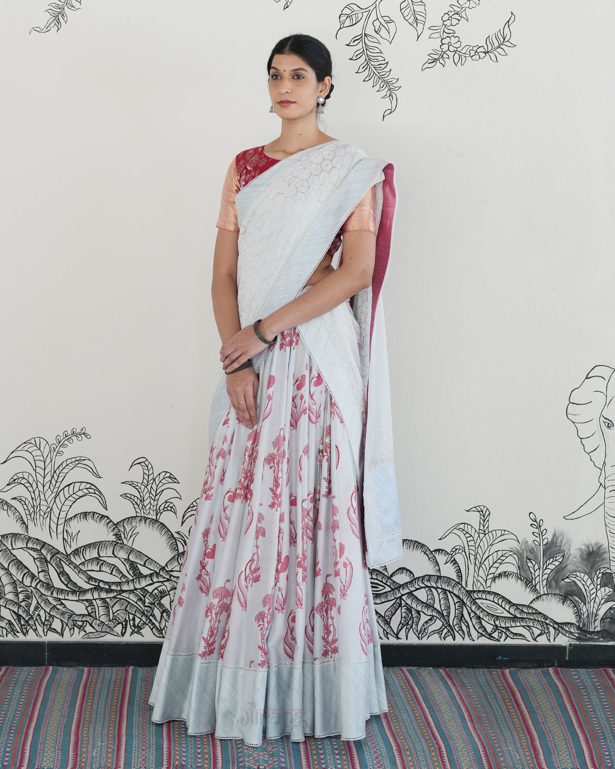 Blue Handwoven Chanderi Silk Lehenga