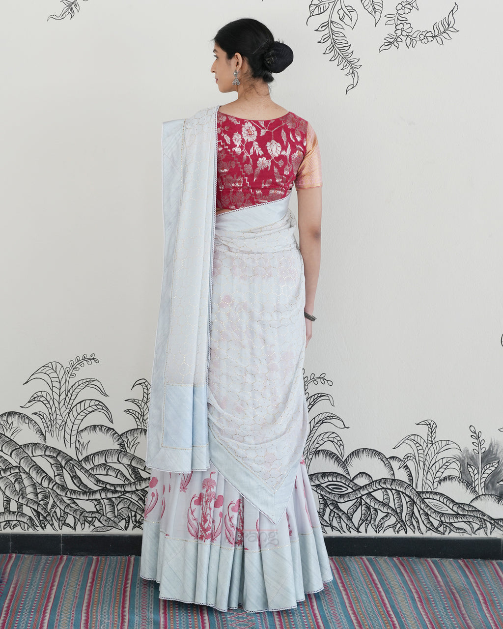 Blue Handwoven Chanderi Silk Lehenga