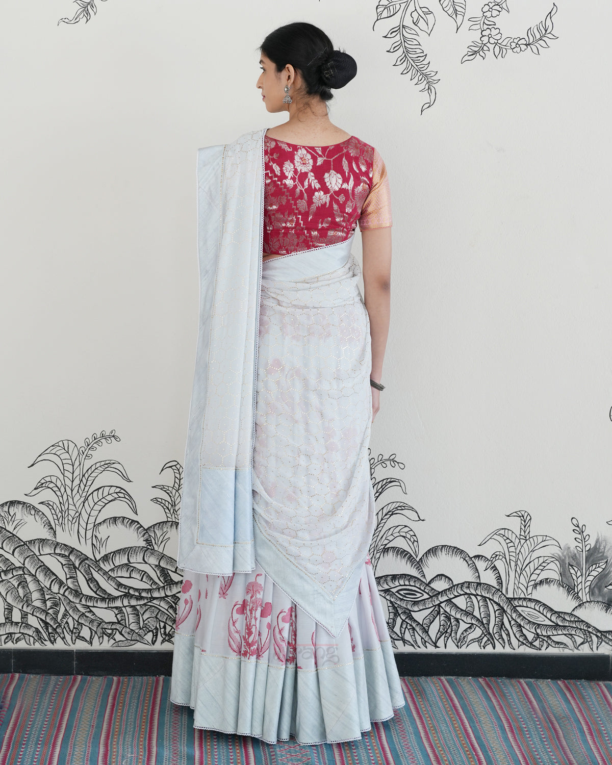 Blue Handwoven Chanderi Silk Lehenga