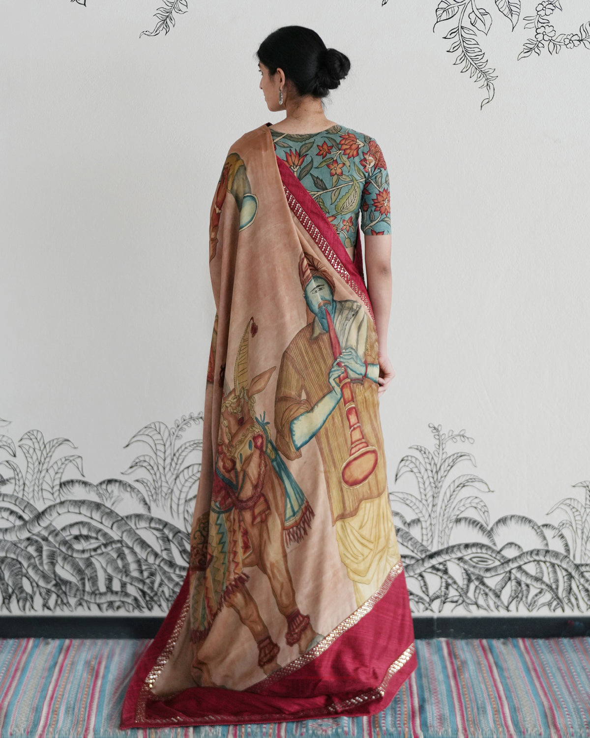 Red Handwoven Banaras Chanderi Cotton Lehenga