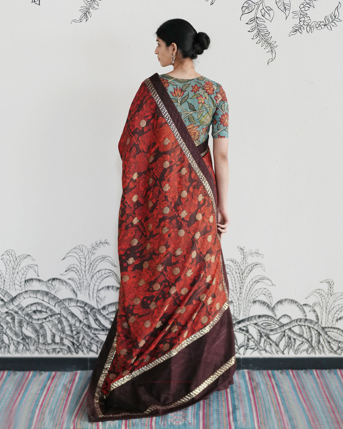 Brown Handwoven Banaras Chanderi Cotton Lehenga