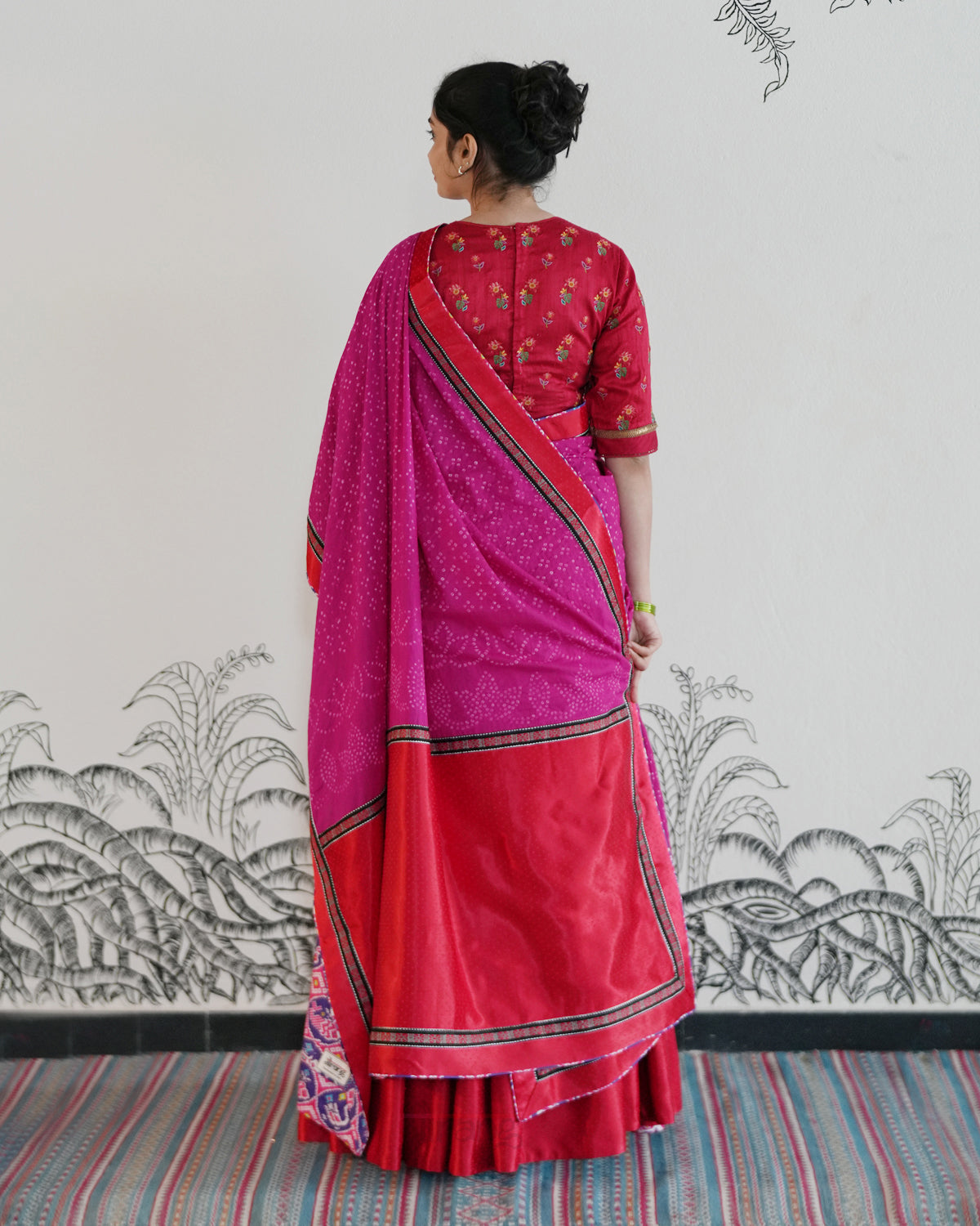 Pink Handwoven Cotton Embroidered Lehenga