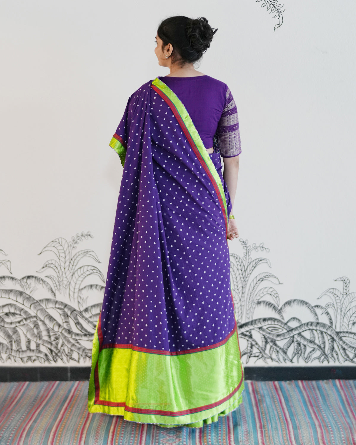 Violet Handwoven Cotton Embroidered Lehenga